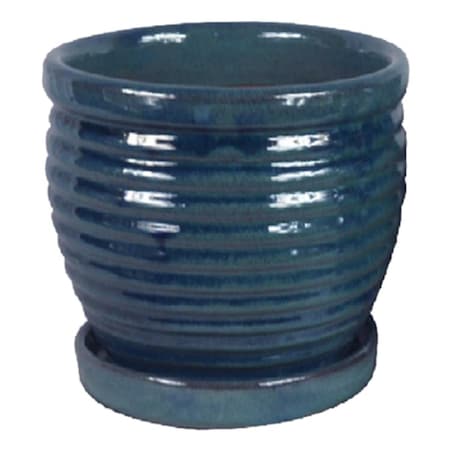 Trendspot 9 in. Aqua Blue Honey Jar Planter 227344